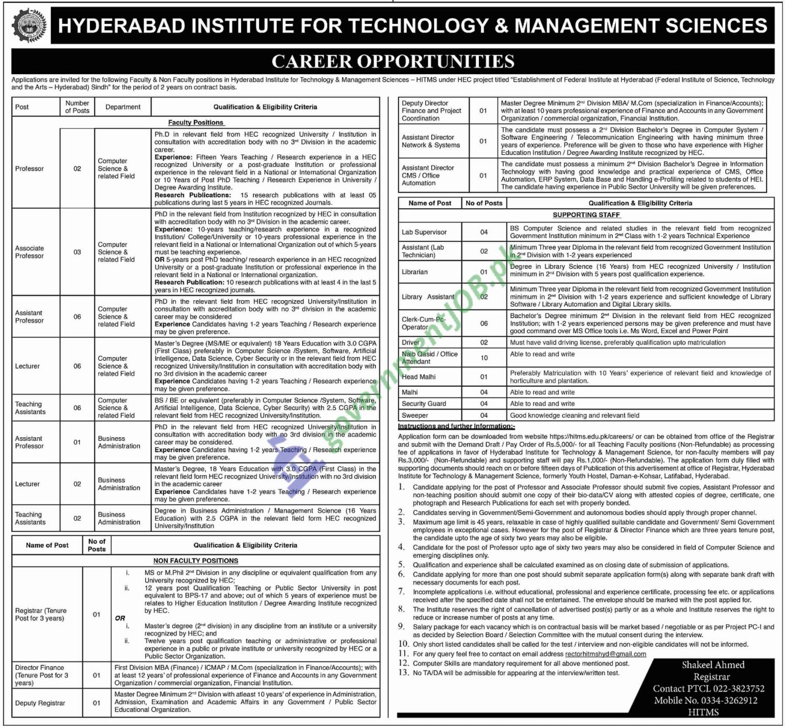 Hyderabad Institute For Technology Management Sciences Jobs 2024