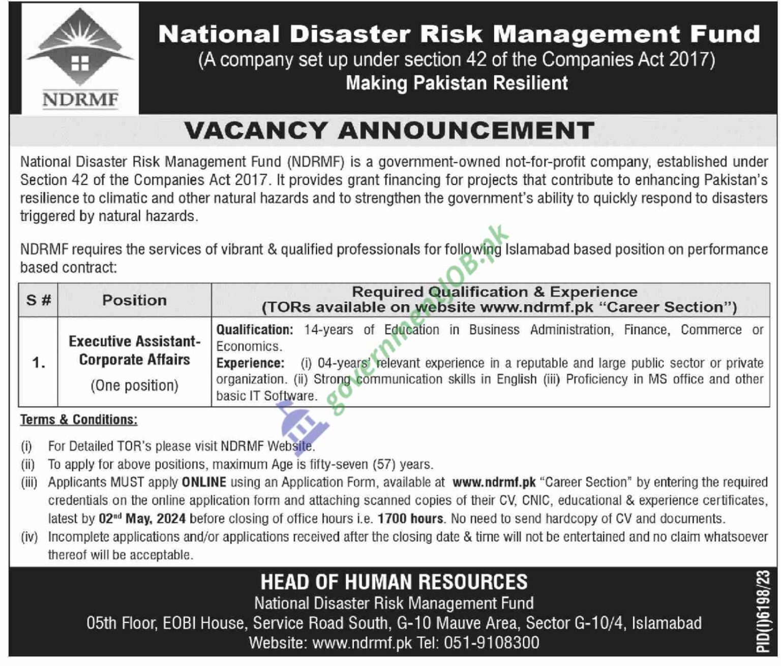 National Disaster Risk Management Jobs 2024